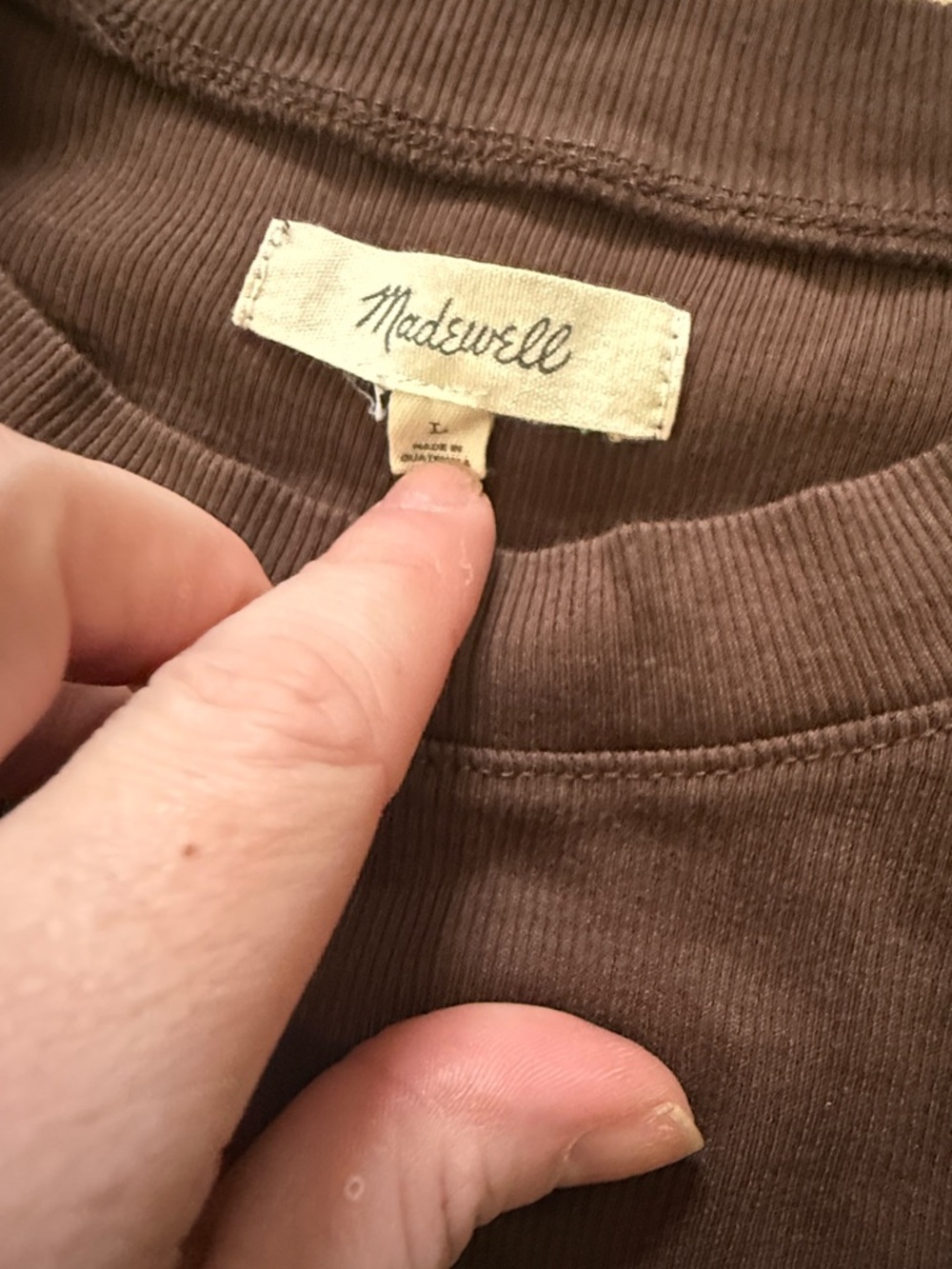 Madewell Brown Short Sleeve Ribbed Crew Tee - Picture 2 of 4